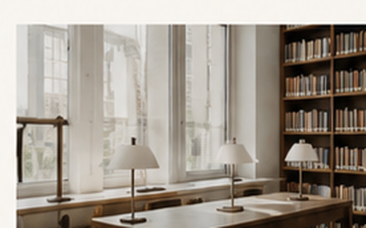 Salle de lecture institutionnelle lumineuse